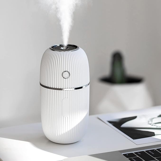 Portable Mini Humidifier, Air Diffuser Mist Humidifier for Home, Living Room, Kidsroom, Bedroom, Office & Car (White)