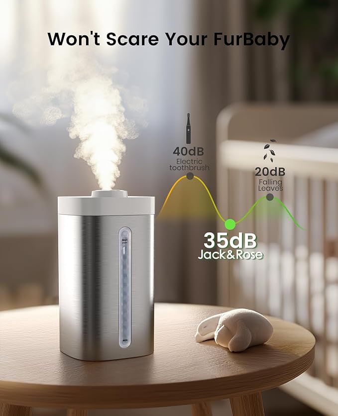 Stainless Steel Humidifier, Easy to Clean Humidifier, Dishwasher Safe Humidifiers, Cool Mist Humidifiers for Bedroom