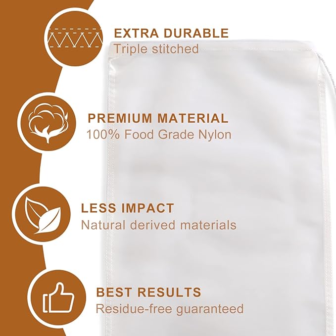 Kimmama 4 Pack Nut Milk Bag, Food Grade Nylon Strainer, 7.9 x 11.8 inch Cheese Cloth Bag for Straining Fruit Juice, Tofu, Almond, Coffee, Yogurt and Soup