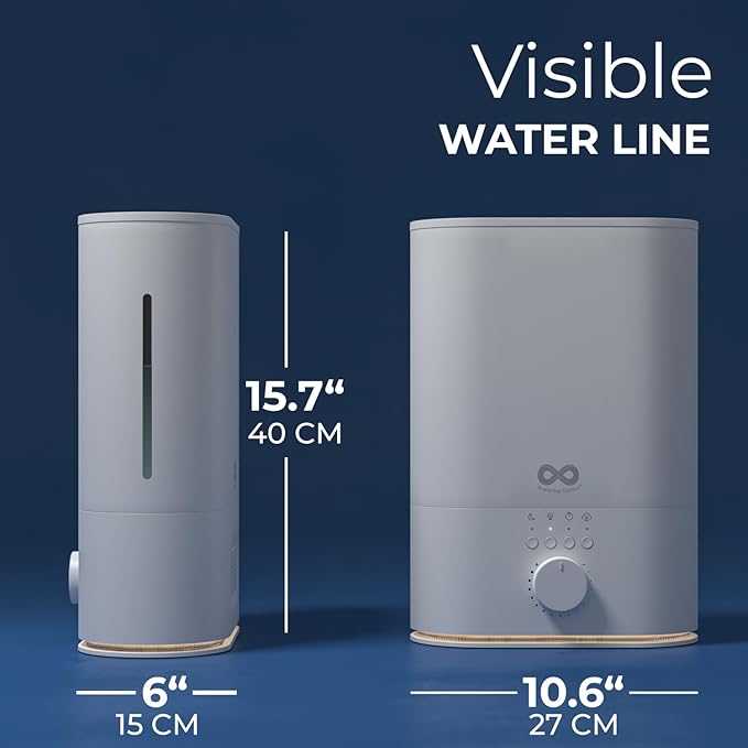 Everlasting Comfort Large Room Humidifiers, Top Fill 6L Ultrasonic Humidifier for Bedroom, 60HR Runtime, High Mist Output, Easy to Use & Clean, for Home, Baby, Plants, Congestion, Indoor