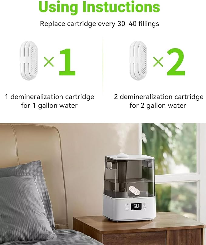 Demineralization Cartridge Compatible with All LEVOIT Top Fill Humidifiers, 8 Pack Humidifier Water Cleaners, Efficiently Eliminate Dust & Odor