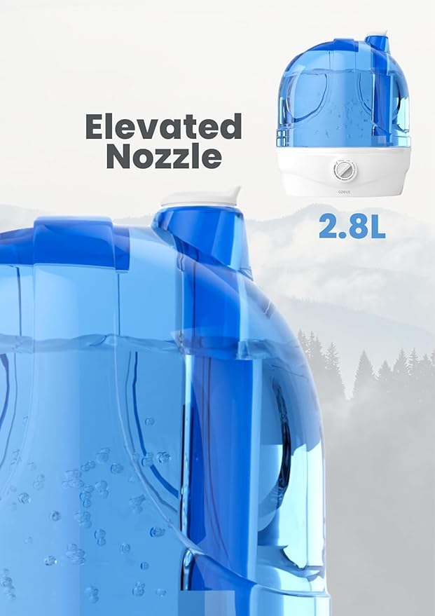 Humidifiers for Bedroom, 2.8L Ultrasonic Cool Mist Humidifiers for Home Baby Nursery & Plants, Quiet Top Fill Air Humidifier Lasts Up to 30 Hours, Auto Shut-Off (BPA-Free)
