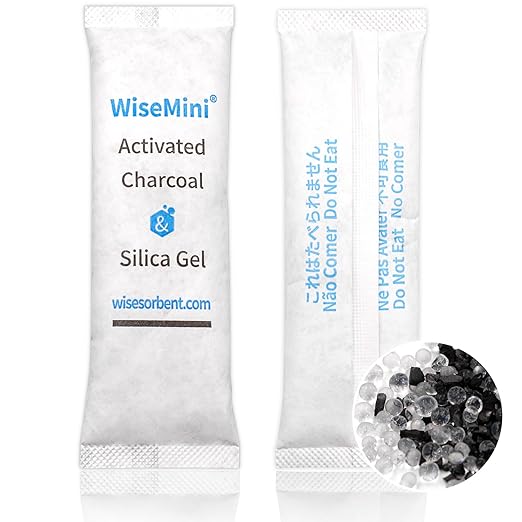 100Pcs 14 Gram Food Safe Desiccant Packs, High Absorption Capacity for Moisture & Odor, Silica Gel & Coconut Shell Activated Carbon Packets for Storage