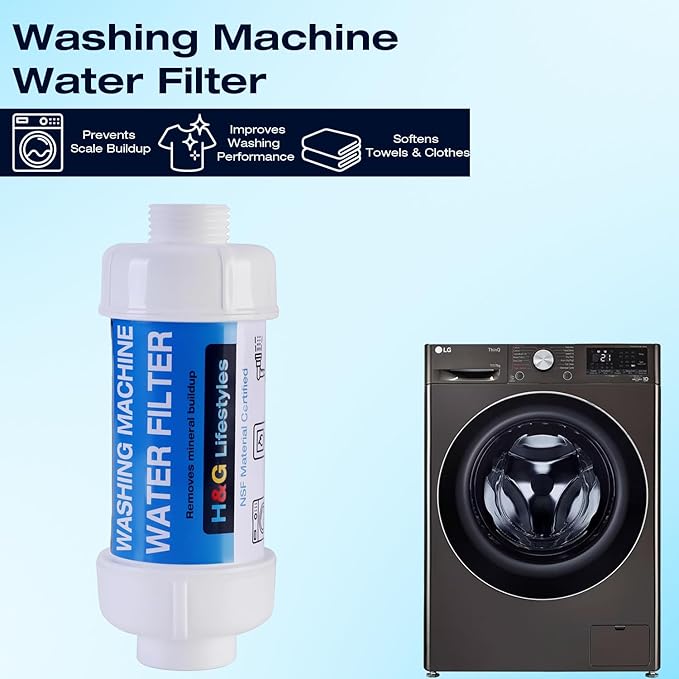 H&G Lifestyles Inline Sediment Anti-Scale Filter, Water Hose Filter, Reduce Water Hardness,with 3/4" GHT Prevents Scale Build Up On Washing Machine Water Heater Patio Swamp Cooler and Plant 2 Packs