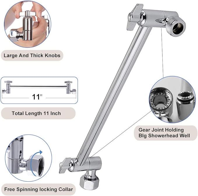 HarJue High Pressure Large Stainless Steel Square Rain ShowerHead With Shower Arm Waterfall Full Body Coverage Easy to Clean and Install (10 Inch with Arm, Chrome Finish)