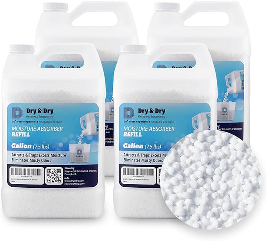 Dry & Dry Moisture Absorbers Refill Beads (30 LBS) - Dehumidifiers for Home Dehumidifier for Basement Dehumidifiers for Bedroom Small Dehumidifiers, Moisture Absorber Refill, Fragrance Free
