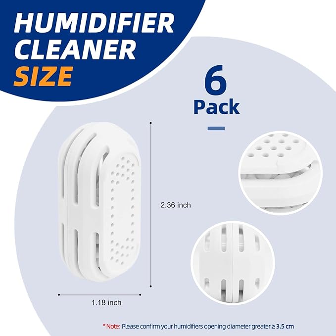 Humidifier Demineralization Cartridge, Compatible with All LEVOIT Top Fill Humidifiers, Calcium and Magnesium Ion Softening, Humidifier Cleaning, 6 Pack, White