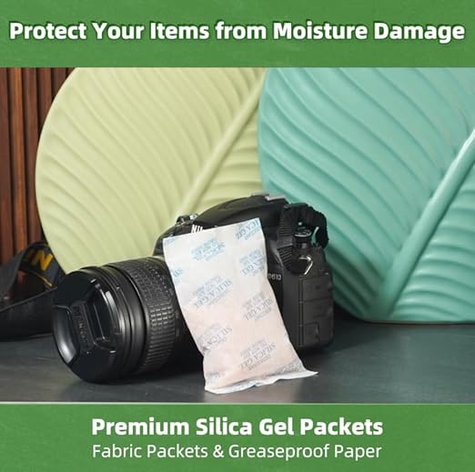 Silica Gel Packets - 10 Pcs 50 Gram Desiccant Packs for Storage Moisture Absorbers Silica Gel Desiccant Packets Rechargeable Desiccant Dehumidifiers Bags for Moisture Control