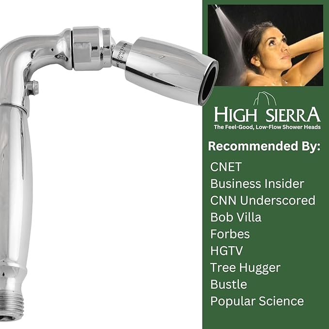 High Sierra® Solid Metal Handheld Shower Head, Lead-Free, with Built-In Trickle Valve. Shower Hose and Holder Not Included. Low Flow 1.5 GPM. Brushed Nickel