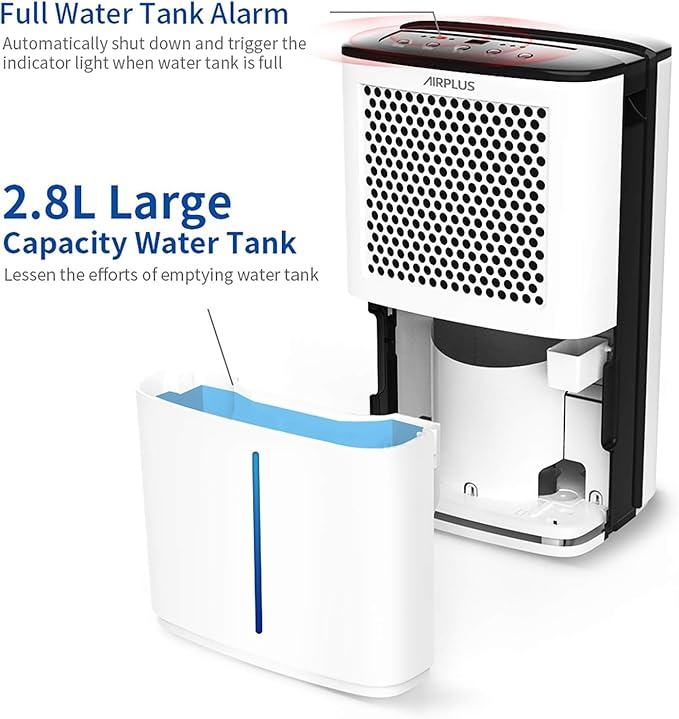 AIRPLUS 4500 Sq. Ft Dehumidifiers for Home, 70 Pints Dehumidifier for Basement with Drain Hose, Continuous Drainage, Intelligent Humidistat, Dehumidifier for bathroom, bedroom, Large Room