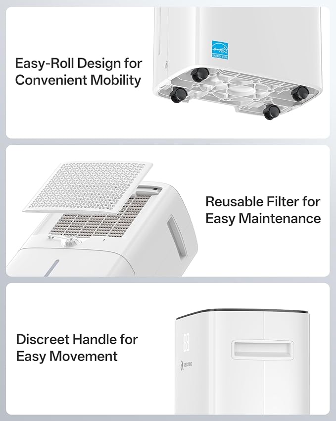 Dehumidifier for Basement, 52 Pints Dehumidifiers for Bedroom Bathroom Large Room Home, 4500 Sq.Ft Dehumidifier with Drain Hose, 2025 Energy Star Certificate, Humidity Control, 24H-Timer, Auto Defrost