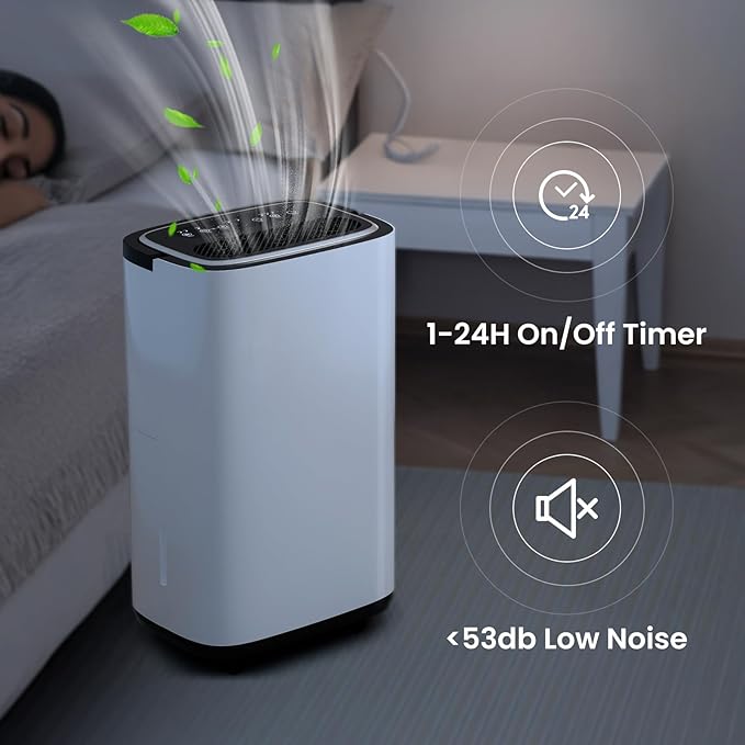 Sweetcrispy 2,000 Sq. Ft. Dehumidifier for Basement, 30 Pints Dehumidifiers for Home with Drain Hose, 74oz Water Tank Portable Quiet Moisture Remover, Ideal for Bedroom & Bathroom
