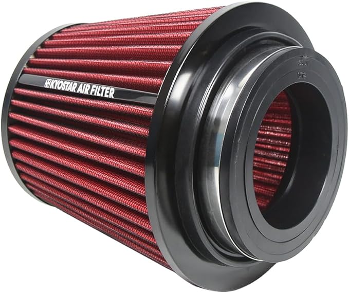 Kyostar 3/3.5/4inch Inlet Cold Air Intake Cone Replacement Performance Washable High Flow Dry Air Filter, Red