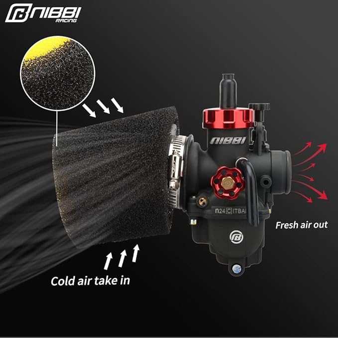 NIBBI Foam Air Filter,Universal Motorcycle Replacement High Performance 49mm Air Filter Intake Cleaner For Go Kart Moped Pit Dirt Bike Parts Motorbike