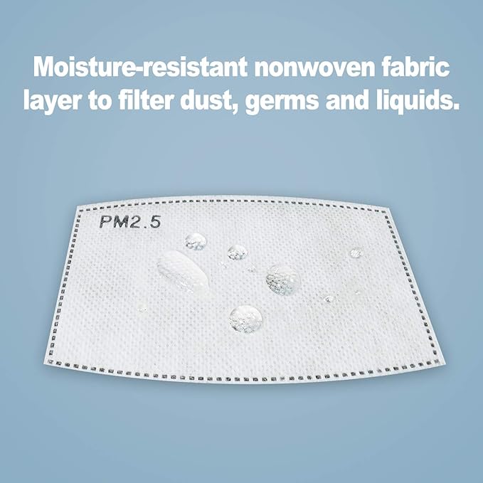 40pcs Adults Size Adaptive Activated Carbon Fabric Filtration 5-Layer PM2.5 Filter Pad Insert Value Pack DIY Craft Anti-Dust Anti-Haze Anti-Pollution for Outdoor Activities for Men Women