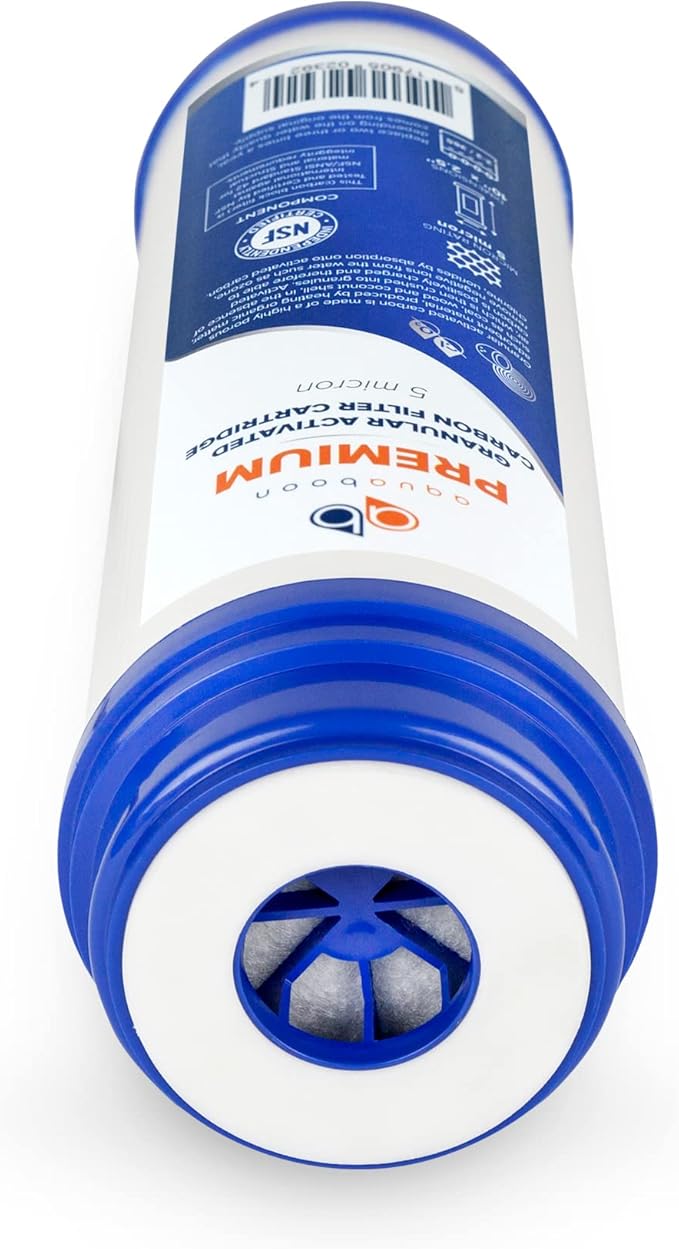 Aquaboon 5 Micron 10 x 2.5 Premium Granular Activated Carbon Water Filter Cartridge Replacement - GAC Filter Compatible with AP117, GAC-10, 6 Pack