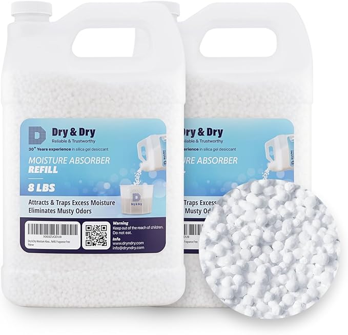 Dry & Dry Moisture Absorbers Refill Beads (16 LBS) - Home & Bedroom Dehumidifiers, Moisture Absorbers