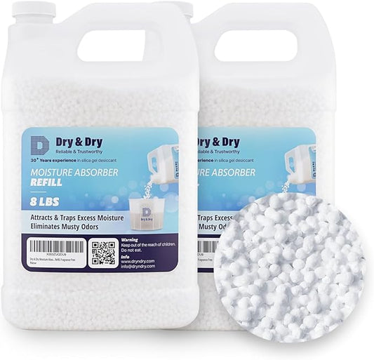 Dry & Dry Moisture Absorbers Refill Beads (16 LBS) - Home & Bedroom Dehumidifiers, Moisture Absorbers