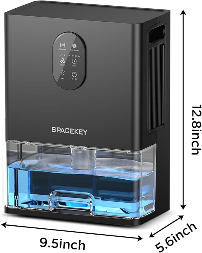 Dehumidifier, 106 OZ Water Tank (1000 sq.ft) Dehumidifiers for Home, Quiet Dehumidifier for Bathroom Bedroom Basement RV with Timer Setting, Auto Shut Off, 7 Colors LED Light, Sleep Modes, Black