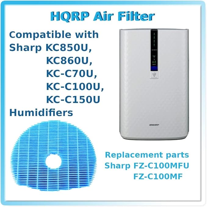 HQRP 2-Pack Humidifying Filter Compatible with Sharp KC-C70U, KC-C100U, KC-C150U, KC850U, KC860U Humidifier, FZC100MFU Replacement