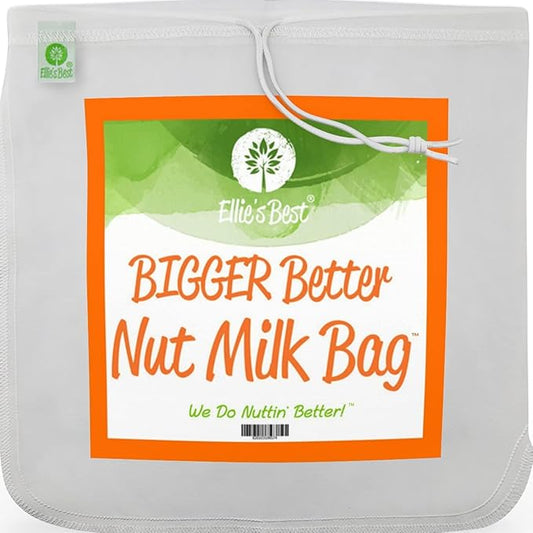 Ellie's Best Pro Quality Nut Milk Bag - Big 12"X12" Commercial Grade - Reusable Almond Milk Bag & All Purpose Strainer – Fine Mesh Nylon Cheesecloth & Cold Brew Coffee Filter - Free Recipes & Videos
