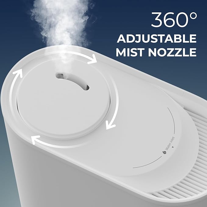 Everlasting Comfort Large Room Humidifiers, Top Fill 6L Ultrasonic Humidifier for Bedroom, 60HR Runtime, High Mist Output, Easy to Use & Clean, for Home, Baby, Plants, Congestion, Indoor