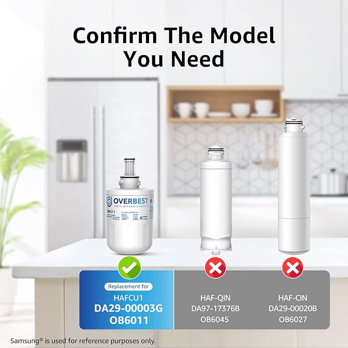 Overbest DA29-00003G Refrigerator Water Filter, Replacement for Samsung DA29-00003G, DA29-00003B, DA29-00003A, Aqua-Pure Plus, HAFCU1