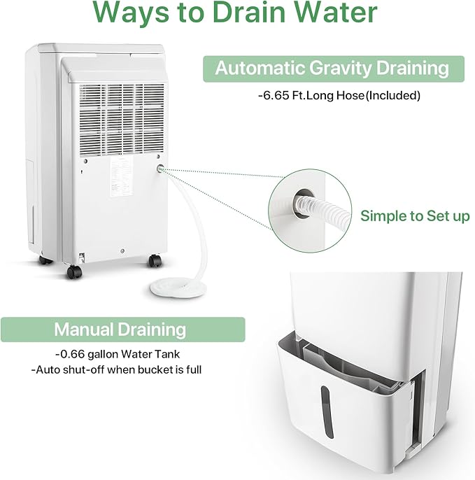 Waykar 2000 Sq. Ft Dehumidifier for Basement, Smart Compressor 34 Pints Dehumidifiers for home with Drain Hose and Water Tank.