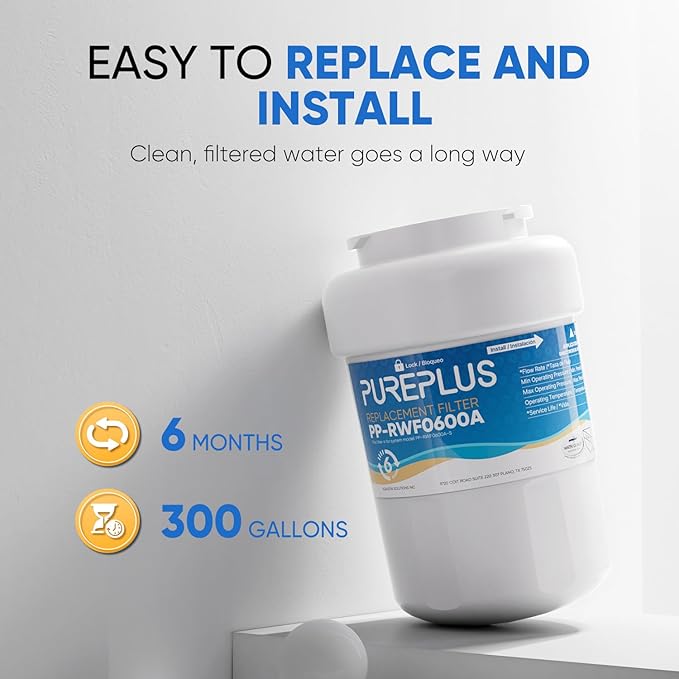 PUREPLUS Replacement for MWF® Refrigerator Water Filters, SmartWater® MWFP, MWFA, GWF, HDX FMG-1, Kenmore® 9991, WFC1201, RWF1060, 197D6321P006, 4 Pack