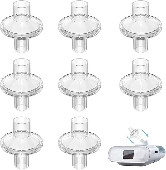 CPAP Filters for CPAP and BiPAP Machine - CPAP Inline Filters Compatible with ResMed & Dreamstation & Any Machine with Size 22mm and 25mm Cpap Tube Hose, CPAP Supplies Accessories, 8 Packs