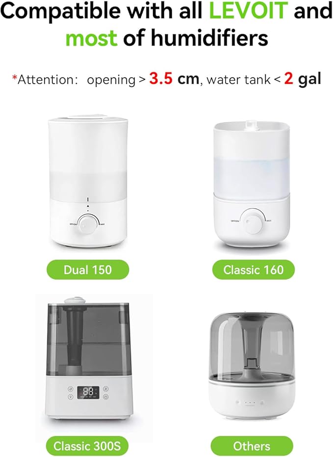 Demineralization Cartridge Compatible with All LEVOIT Top Fill Humidifiers, 8 Pack Humidifier Water Cleaners, Efficiently Eliminate Dust & Odor
