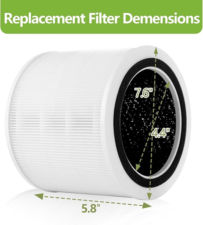 2 Pack Core 300 Replacement Filter Compatible with LEVOIT Core 300, Core 300S/300-P and Core P350 Air Purifier, High-Efficiency 3-in-1 True H13 HEPA Activated Carbon Filter Core 300-RF (White)