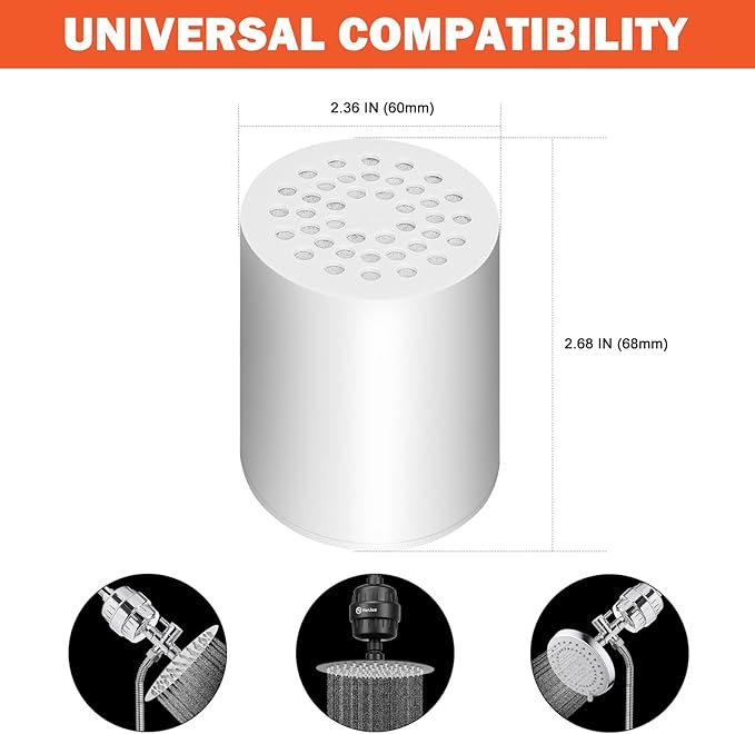 HarJue 15 Stage Shower Filter Replacement Cartridge, Universal High Output Filter for Hard Water, Removes Chlorine and Harmful Substances, Body Caring, Fit Any Similar Shower, 4 Pack