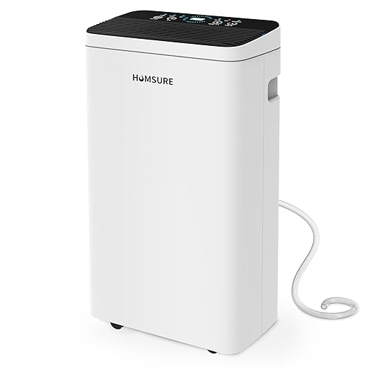 Humsure Dehumidifier 30 Pint 1500 Sq Ft, Dehumidifiers For Home, Dehumidifier With Drainage Hose In Basement Bathroom And Bedroom, Intelligent Humidity Control With 24 Hour Drying Timer