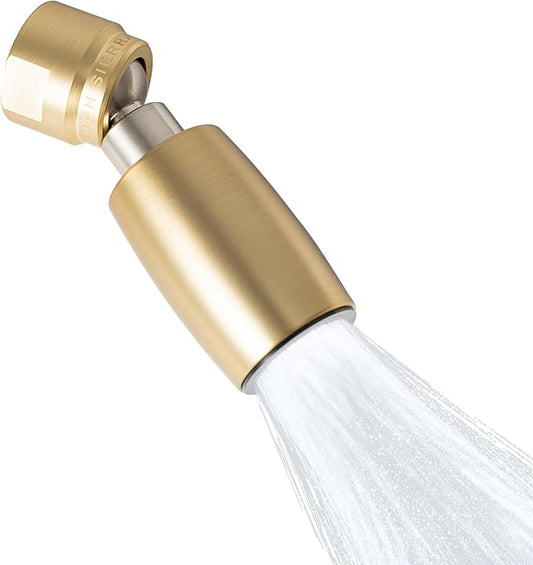 High Sierra Showerheads® - CLASSIC™ Solid Metal 1.8 GPM Award Winning, Low Flow Shower Head, Patented Nozzle Never Clogs - Brushed Gold Finish