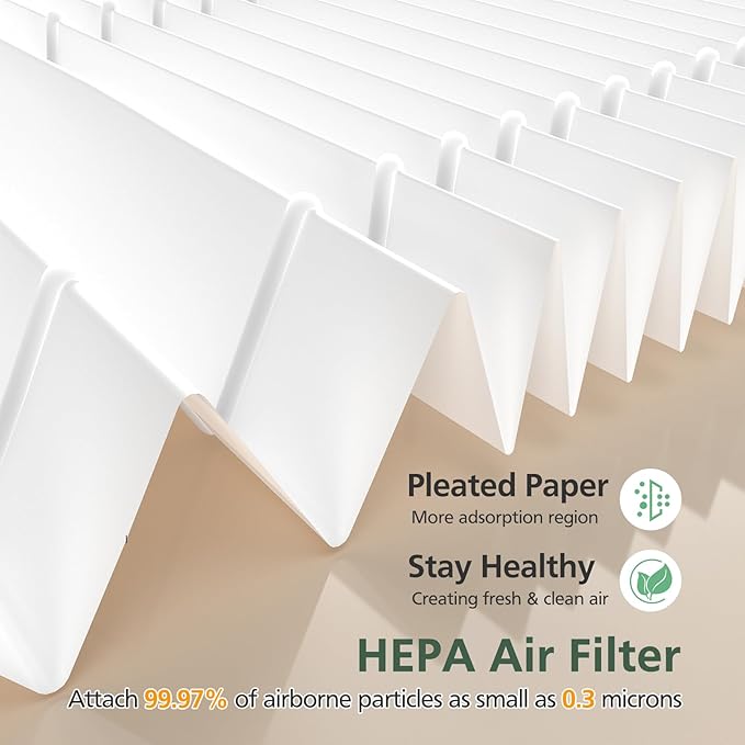 T356 Replacement Filter Compatible with Trucozie T356 Air Purifi-er, 3-IN-1 HEPA and High-Efficiency Activated Carbon Filter for Dust Pollen Pet Hair & Odors Smoke Wildfire, 4 Pack
