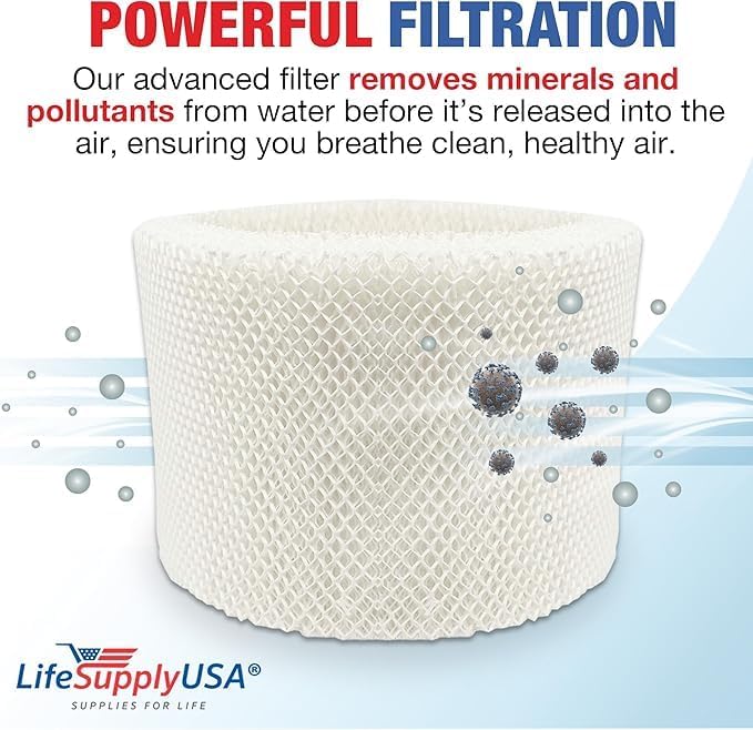 LifeSupplyUSA HWF75 Humidifier Filter D Wick Replacement Compatible with Holmes HWF75CS, HM3500, HM3600, Sunbeam SCM3501, SCM3502, Honeywell HCM6009 Cool Mist Humidifiers