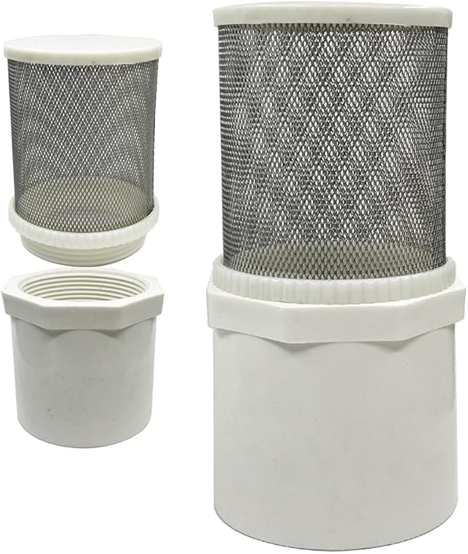 1 inch stainless steel filter cover connected to 1 inch/DN25 PVC water pipe, Suction Strainers 360 degree mesh rapid filtration used to remove debris and reduce solid entry