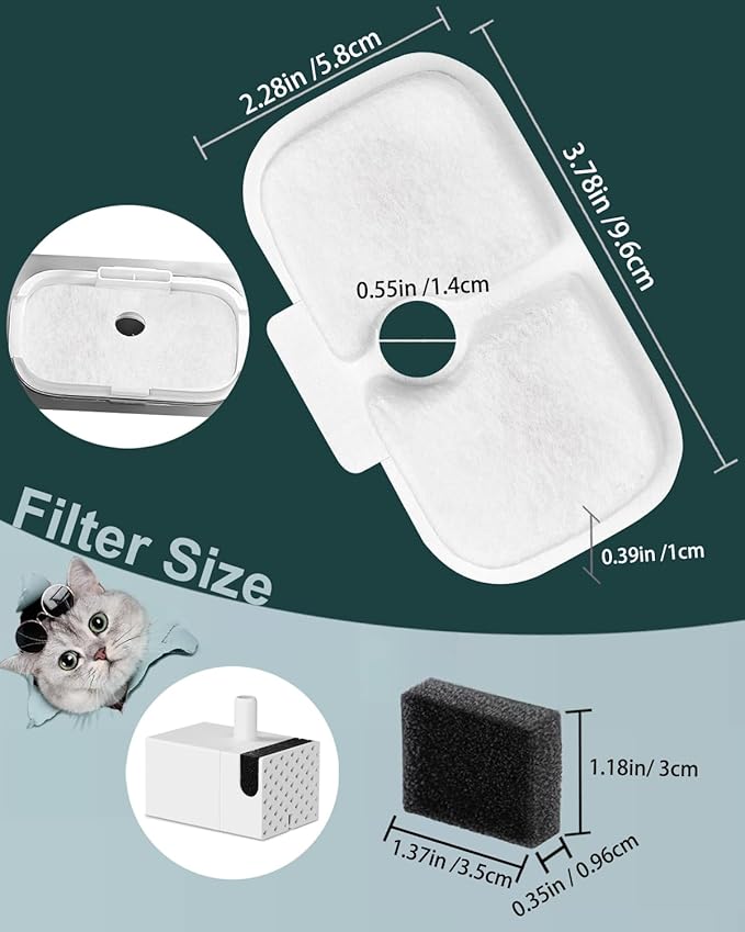 12 Packs for Petlibro Cat Water Fountain Filters Replacement, Compatible with Petlibro Dockstream Water Fountain PLWF105/PLWF115/PLWF005 & Smart PLWF305,Pet Replacement Filters for Pet Fountain,White