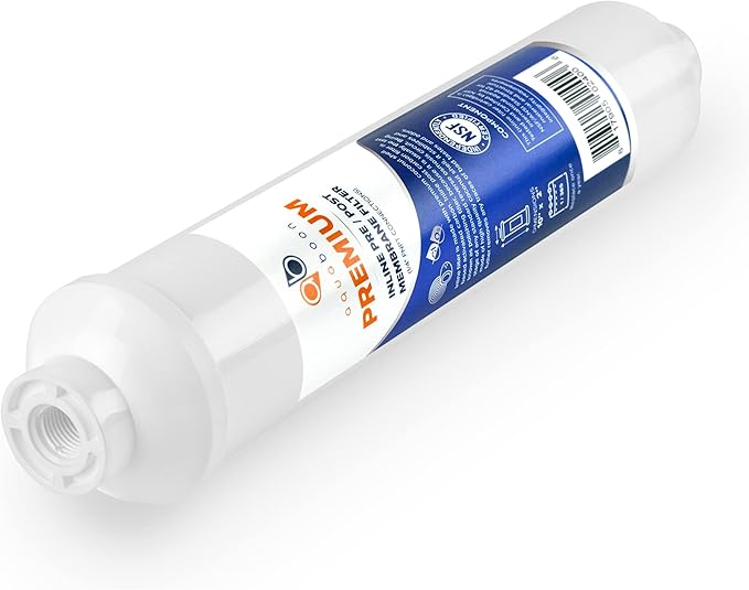 Aquaboon T33 Inline Carbon Filter - 1/4 Inline Water Filter for Refrigerator T33 Inline Ro Post/Granular Activated Carbon (GAC) Polishing Water Filter Cartridge for Reverse Osmosis System 6-Pack