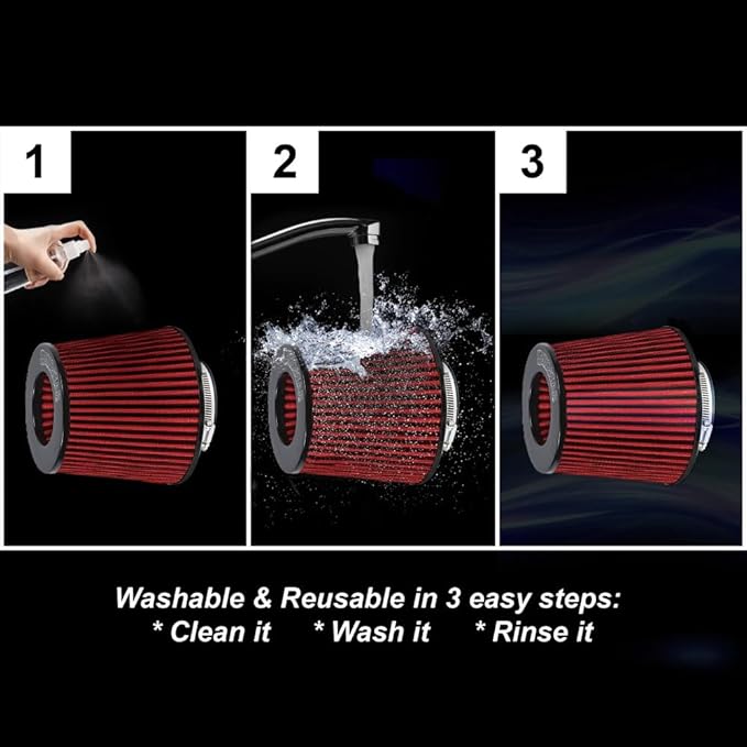 Kyostar 6" 152mm High Flow Inlet Cold Air Intake Cone Replacement Dry Air Filter Red