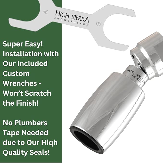 High Sierra Showerheads® - CLASSIC™ Solid Metal 2.0 GPM Award Winning, High Pressure Shower Head, Patented Nozzle Never Clogs - Polished Chrome Finish