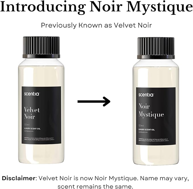 Noir Mystique – Hotel-Inspired Diffuser Oil, 120ml (0.67 fl oz) | Essential Oil Blend of Rose, Bergamot, Lemon & Musk | Luxury Aroma for Aromatherapy Diffusers & Humidifiers