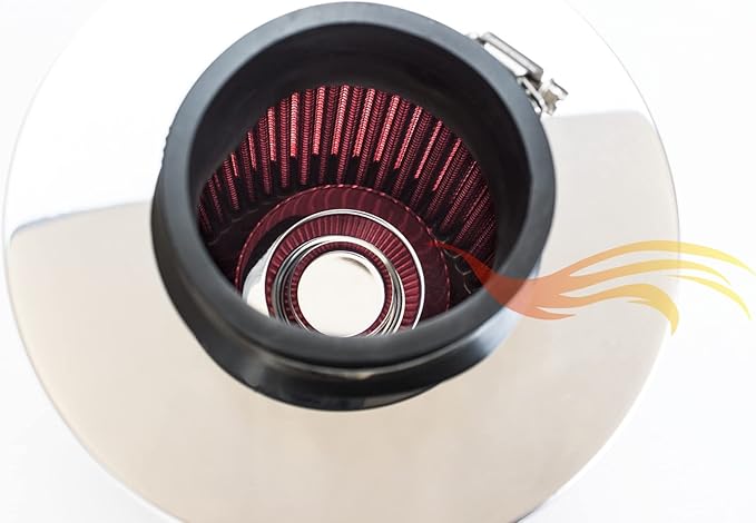 RED 2.5" 63.5 mm Inlet Cold Air Cone Replacement Quality Performance Washable Clamp-On Dry Air Filter
