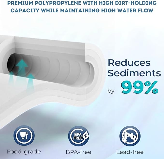 10 Micron Sediment water Filter - Whole House Water Filter Cartridge - 4.5 x 20-inch Replacement - Compatible with All Whole House Water Filter System - (20 X 4.5, 10 Count)