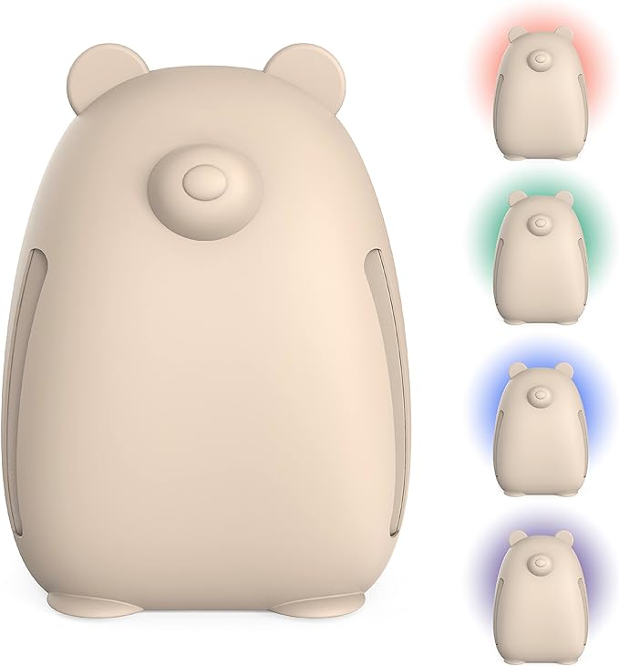 Pure Enrichment PureBaby Kids Bear Air True HEPA Air Purifier - 4 Stage Air Filtration, UV-C Light, & Night Light for Medium-Large Rooms - Baby Nurseries, Kid Bedrooms (Sweet Oat)