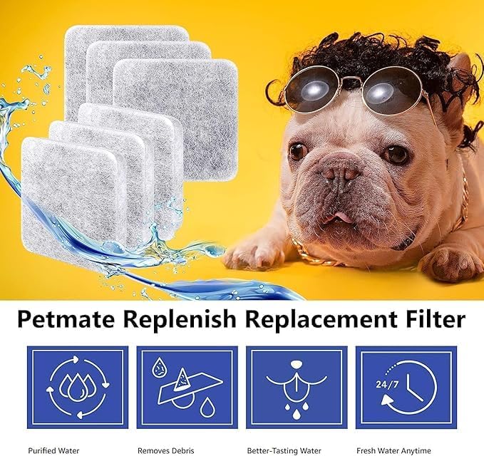 Water Fountain Filters Replacement for Dog, Pet Water Filter Compatible with Petmate Replendish Mason Gravity Waterers, Filter for Automatic Waterer Bowls Dog Water Dispenser- 8Pack