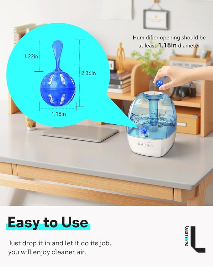 Leemone Humidifier Cleaner 20 Pack, Demineralization Cleaning Ball, Works in All humidifiers and Fish Tanks, Purifies Water, Prevents Hard Water Build-Up, Eliminates White Dust and Odor