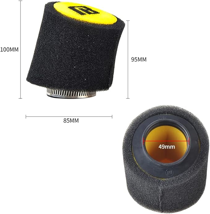 NIBBI Foam Air Filter,Universal Motorcycle Replacement High Performance 49mm Air Filter Intake Cleaner For Go Kart Moped Pit Dirt Bike Parts Motorbike