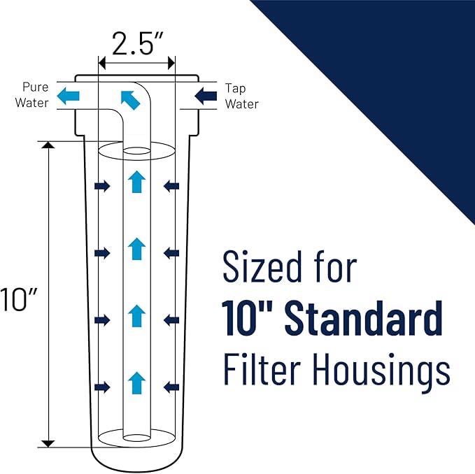 Pentair OMNIFilter GAC1 Carbon Water Filter, 10-Inch, Under Sink Granular Activated Carbon Replacement Cartridge, 10" x 2.5", 20 Micron, White